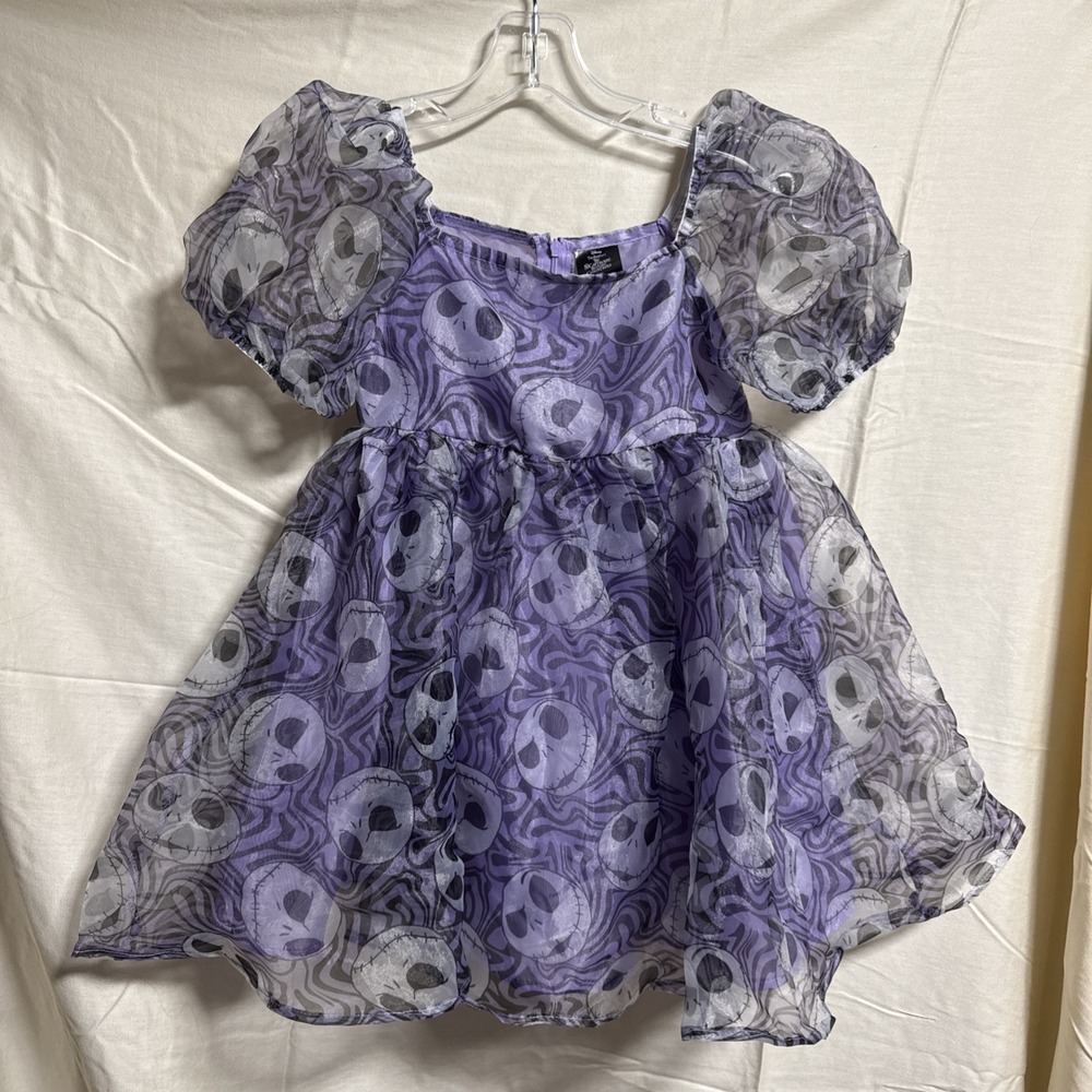 Girls Disney Jack Skellington Tulle Organza Dress Purple Size Medium 8